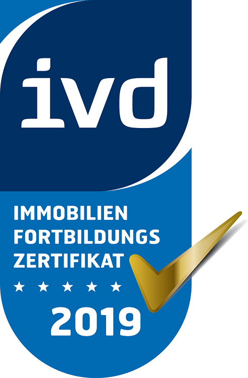 Das Bild zeigt ein Zertifikat der ivd für Immobilienfortbildungen