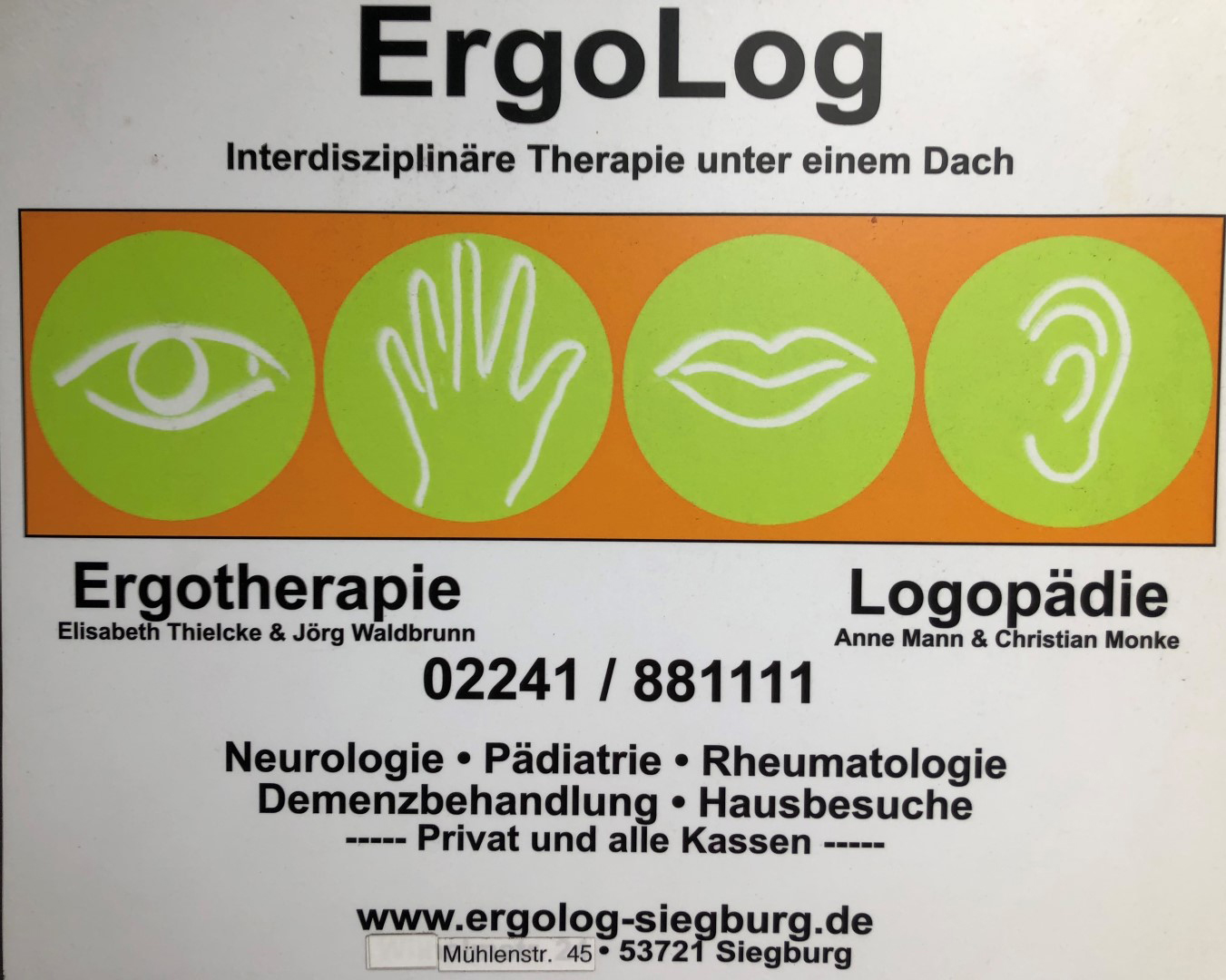 Das bild zeigt das Logo der ErgoLog Praxis für Logopädie Anne Mann und Christian Monke